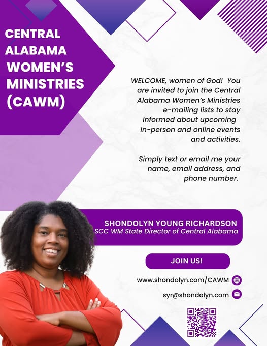 A picture of Shondolyn inviting people to join Central Alabama Women's Ministries