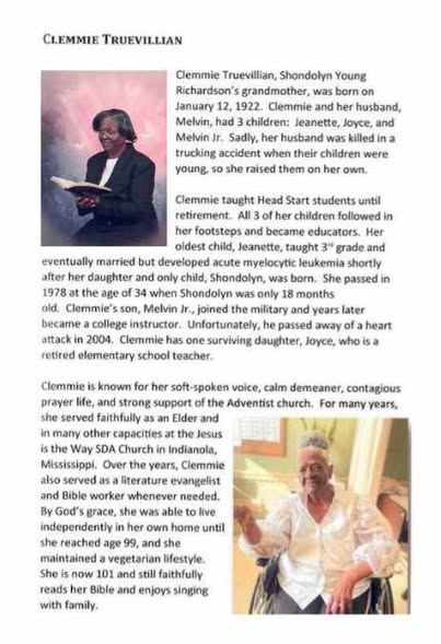 a writeup on Grandmother Clemmie Truevillian